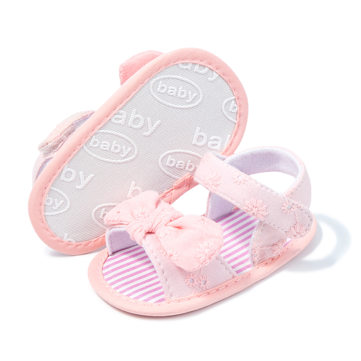 KIDSUN sandali per bambini neonato ragazzo scarpe estive fiocco nodo carino 3 colori suola in cotone morbido piatto neonato primi camminatori bambino Cirb: Colore rosa / 13-18 mesi