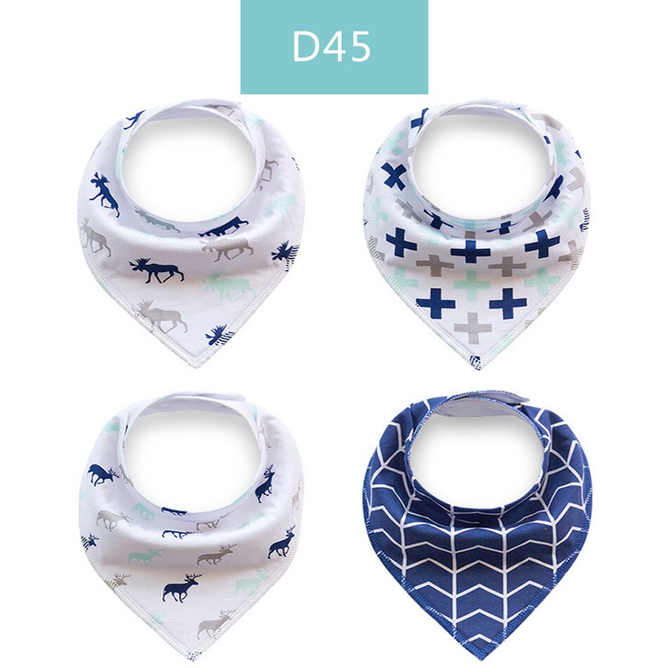 Gelukkig Fluit 4 Stuks Set Baby Kids Peuter Voeden Bandana Slabbetjes Speeksel Handdoek Driehoek Hoofddoek: D45
