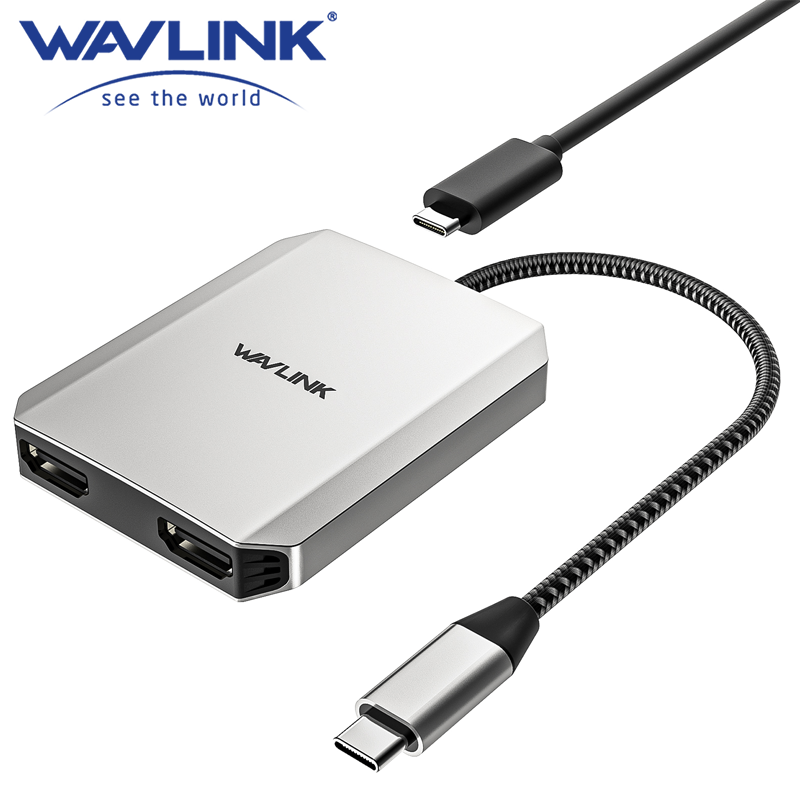 Wavlink usb c till hdmi-adapter med dubbel skärm, dubbel 4k @ 60hz 3-- i- -1 hdmi-adapter med 95w strömförsörjningar för bärbara macbook pro/air