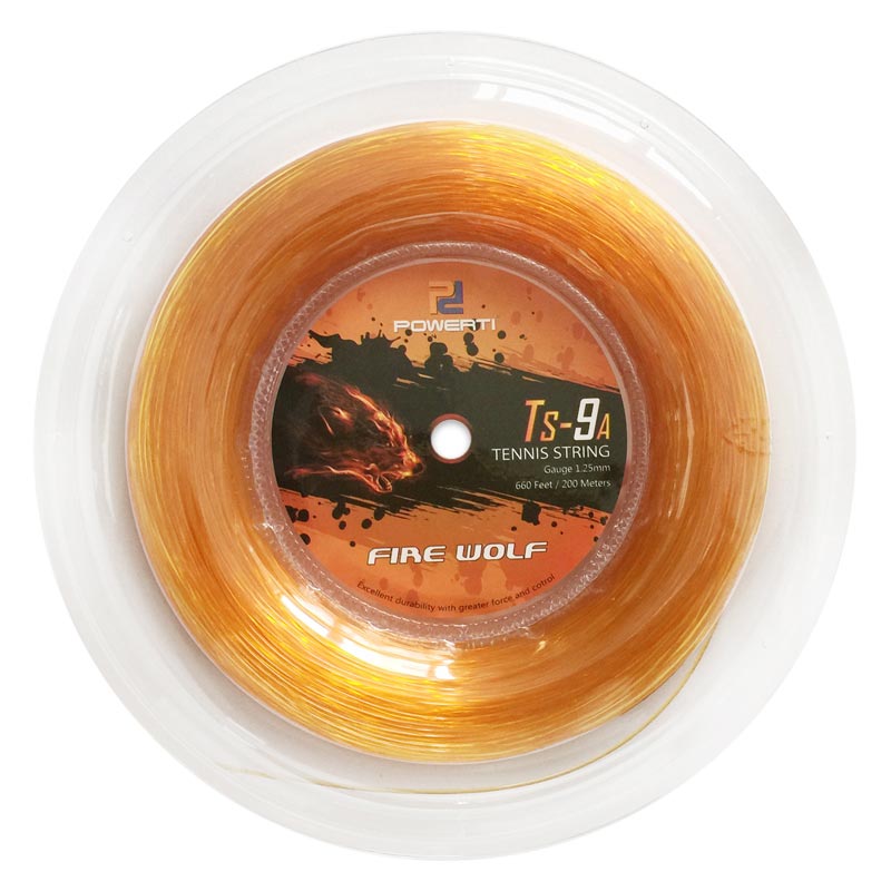 POWERTI 200m Reel Fire Wolf Poly Tennis String 1.25mm Sport Durable Training Round Tennis String TS-9A: orange