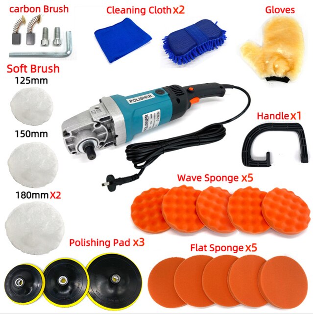 220V/110V 1400W Car Beauty Polishing Machine Set Car Waxing Machine Polishing Machine: Blue / AU