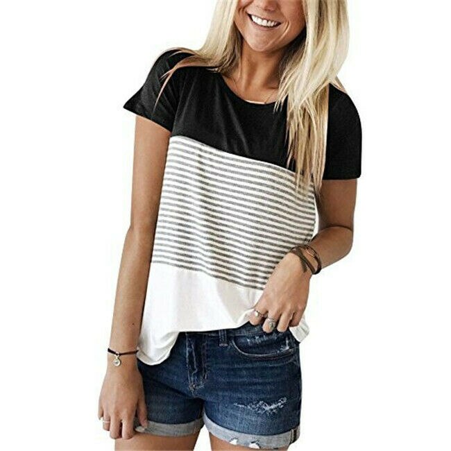 Donne Maternità Vestiti Allattamento Al Seno Magliette E Camicette Manica Corta T-Shirt Infermieristica Estate Casual Allentato Morbido A Righe Della Signora Magliette E Camicette T-Shirt