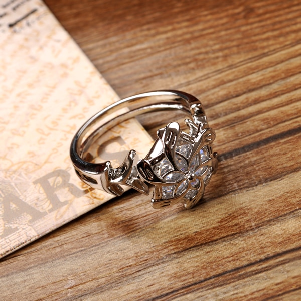Fine smykker kvinner 925 ringer i sterling sølv lotr the galadriel nenya zircon ennagement vielsesring