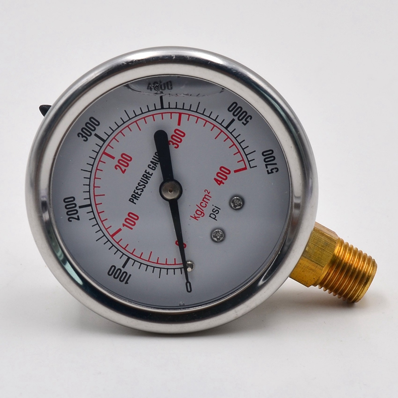 1/4 NPT Automotive Oil Pressure Gauge Instrument Hydraulic Meter 0-5700 PSI Gauge
