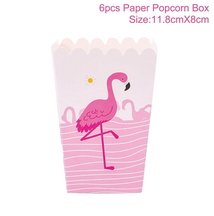 Rosa flamingo fest dekoration hawaiisk fest dekorationer flamingo födelsedagsfest dekorationer barn pappersmuggar tallrikar tillbehör: Papper popcorn box