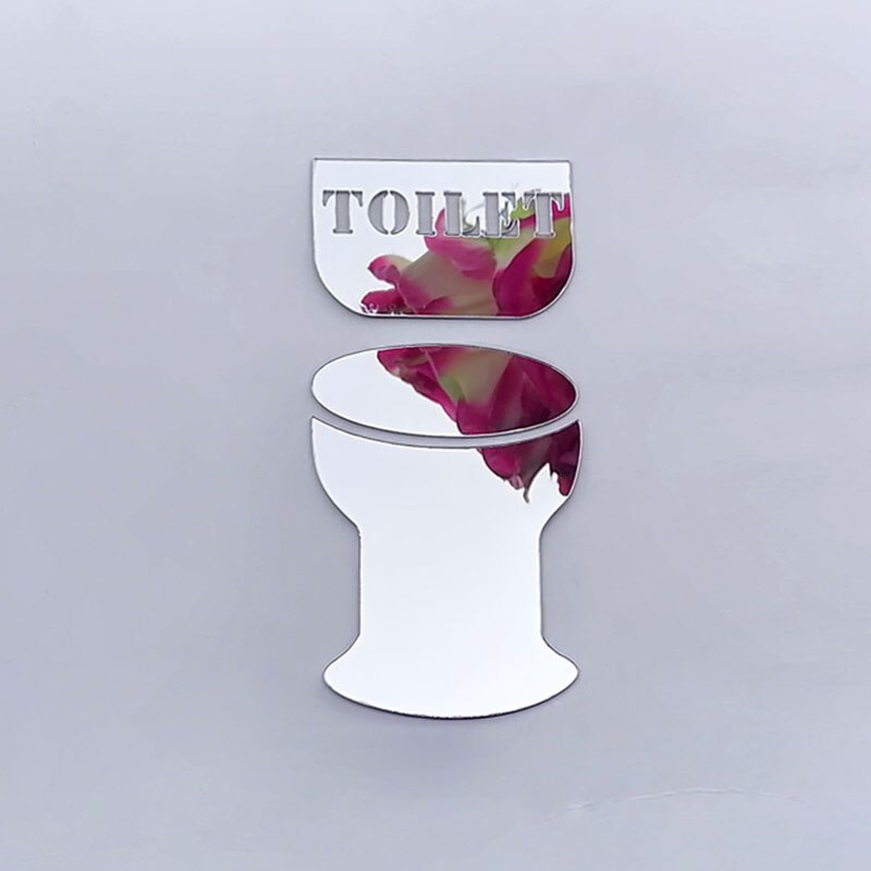 WC Toilet Entrance Sign Door Stickers For Public Place Home Decoration Pattern Wall Decals Diy Funny Vinyl Mural Art: silver C