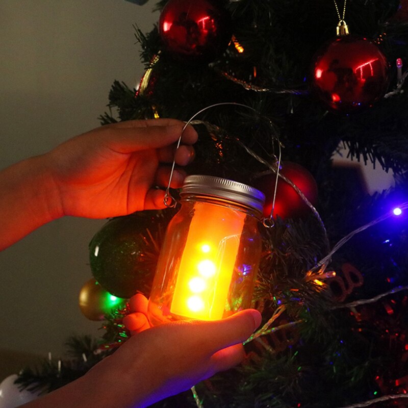 Solar LED Mason Jar Lit Light 12LED Garden Outdoor Solar Bottle Lamp Hanging Lantern Decoration Christmas Halloween