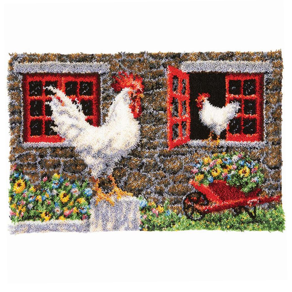 DIY Craft Latch Hook Rug Kits Pattern Printed Canvas DIY Carpet Crochet Yarn Kits Home Decoration for Adults and Kids