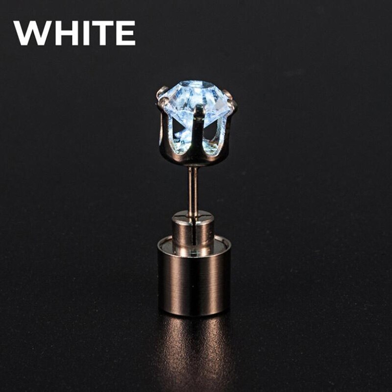 1Pc Glowing Led Stud Earring Crystal Roestvrij Light Up Kerst Stud Oorbellen Lichtgevende Party Sieraden Accessoires: White