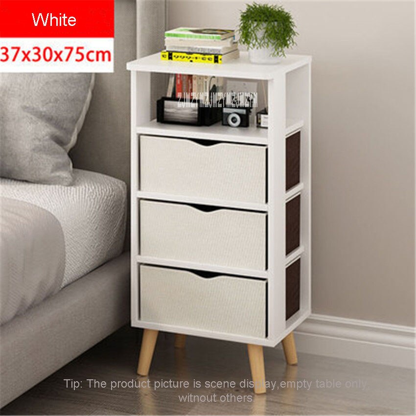 Simple Bedside Table Cabinet Bedroom Locker Economical Wooden Nordic Mini Small Apartment Bedroom Nightstands Modern Locker: White 3 drawer