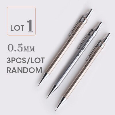 Lápiz de metal mecánico Andstal M & G de 0,5mm/0,7mm, 10 unids/lote, borrador de dibujo de plomo, lápices automáticos MP1001 para material escolar y de oficina: 3pcs 0.5mm Random