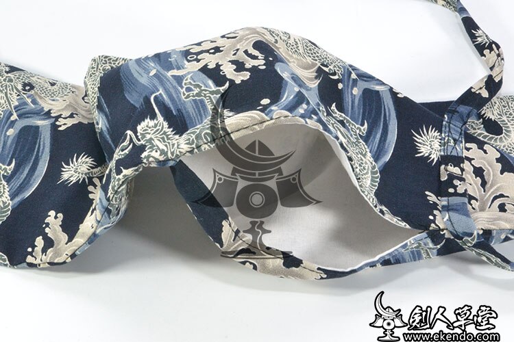 -ikendo.net - sg154 -  bomull yushuishenglong mönster shinai väska- för tre shinais med axelrem - bomull kendo shinai