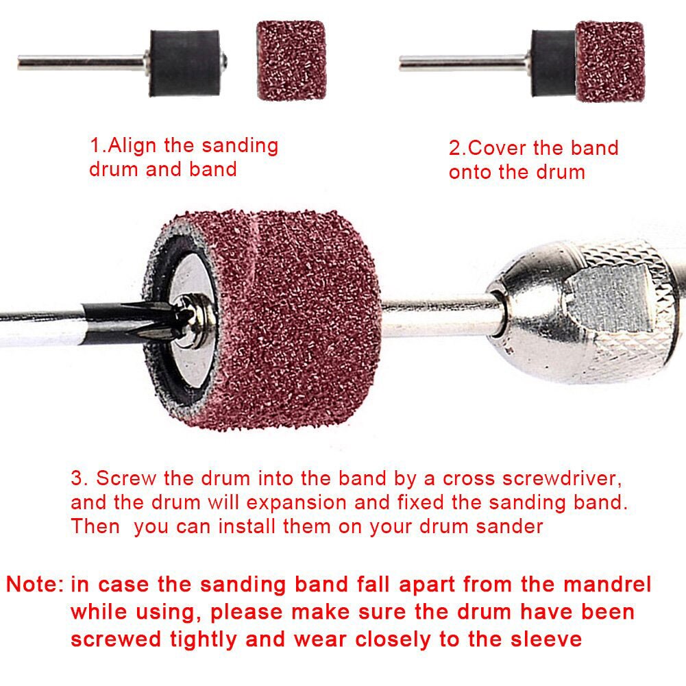 60/100Pcs Grit Schuurbanden Sander Drum Doorn Rotary Tool Nail Boren Elektrische Gereedschappen Kit Schurende Schuurpapier hand Tool