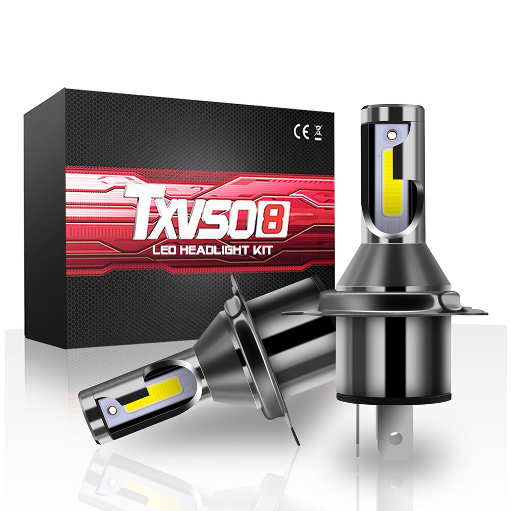 2 Pieces TXVSO8 M4 Car LED Headlight H4 LED Bulb 6000k 26000LM 110W Cool White Light 360 Degree Full Aluminum