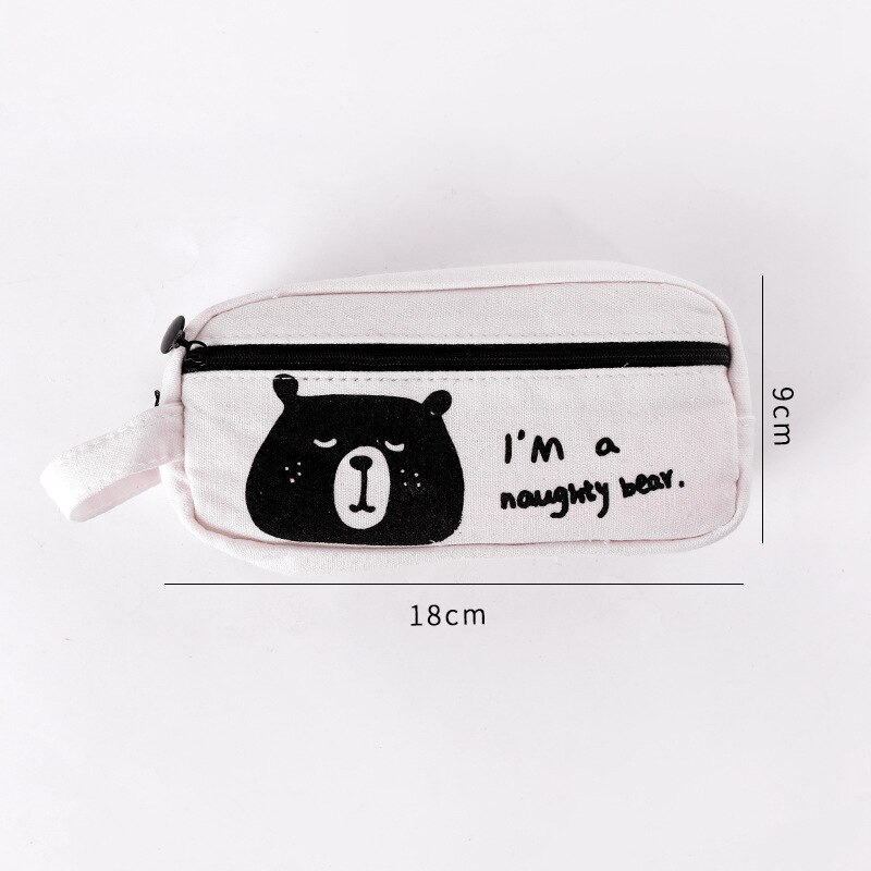 Large Capacity Canvas Pencil Cases Cute Kawaii Bear Pencil Box Big Pen Case For Girls Korean Stationery Office School Supplies: 5
