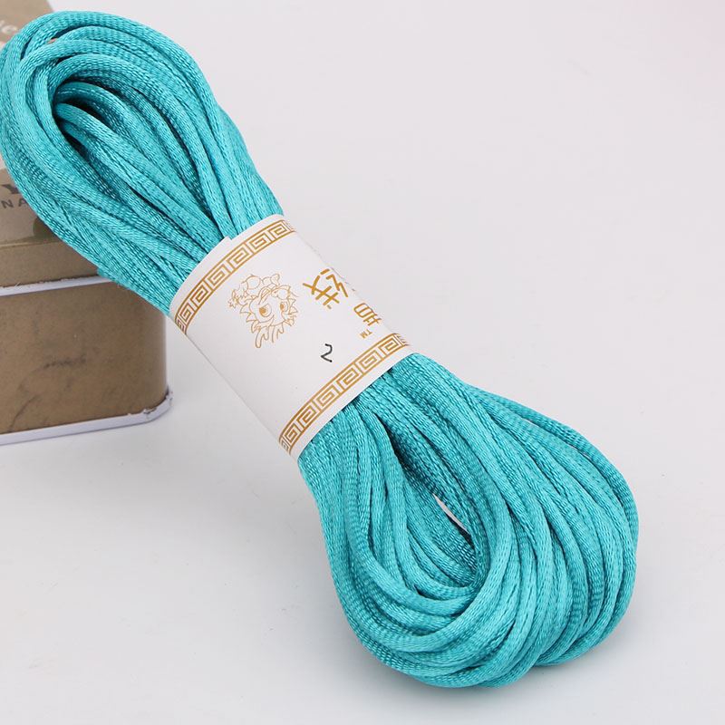 20m färger mjukt satin siden macrame sladdar diy kinesisk knut handgjorda väva rep smycken fynd pärlor dekorativt snöre touw: Sjöblå sladdar