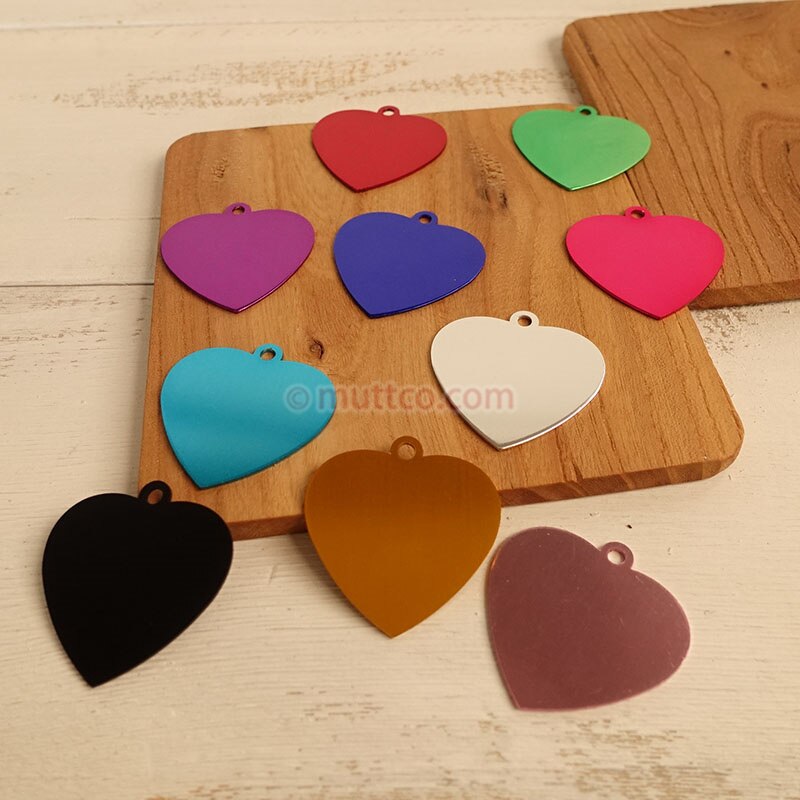 20 teile/los einfache Aluminium Kosename Schild Herzform Benutzerdefinierte Graviert hund katze Name Telefonnummer Hundemarke 10 farben DIT-021: mischen Farbe