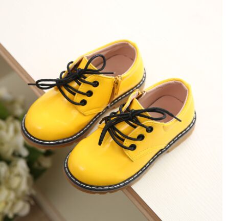 Chaussures en cuir martin pour petites filles, bottes simples, couleur bonbon, à la , printemps-automne,: YELLOW / 9.5