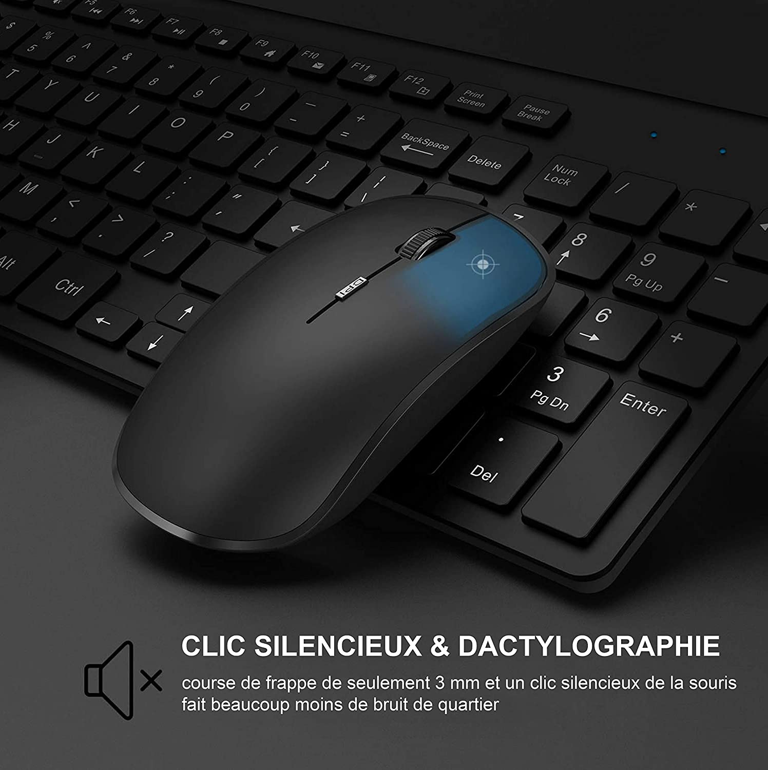 French keyboard wireless mouse and keyboard combination.2.4G.Rechargeable AZERTY keyboard, ergonomic, suitable for PC/laptop/TV