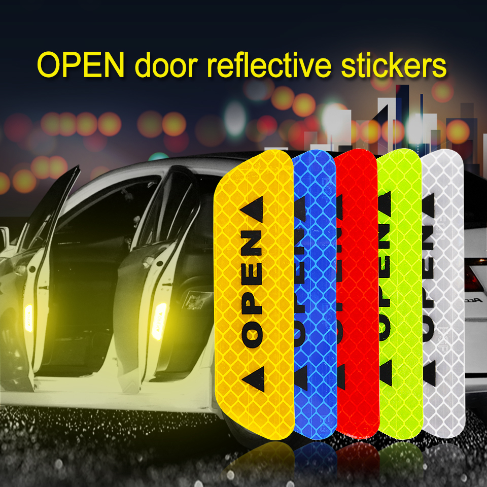 Open Auto Reflecterende Strip Waarschuwing Sticker Voor Bus Motorfiets Reflecterende Waterdicht Anti-Collision Veiligheid Deur Stickers