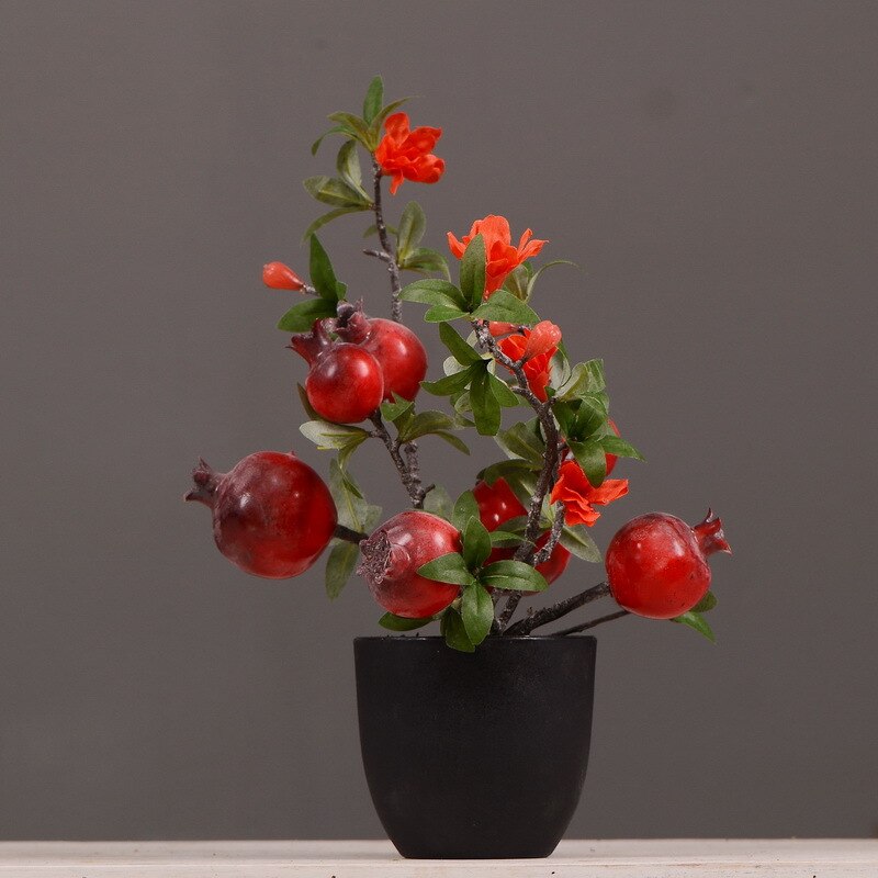 Flower Known Model Persimmon/Pomegranate/Lemon Small Pot Plant Indoor Home Green Plant Bonsai Decoration: Pomegranate Wine Red Color