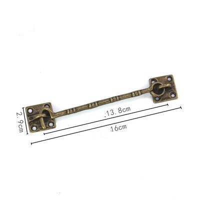 Antique Window Stay Holder Brass Chinese Window Hasp Hook Copper Wind Brace Cabin Support Cabinet Closet Close Buckle Catch: 16cm bronze