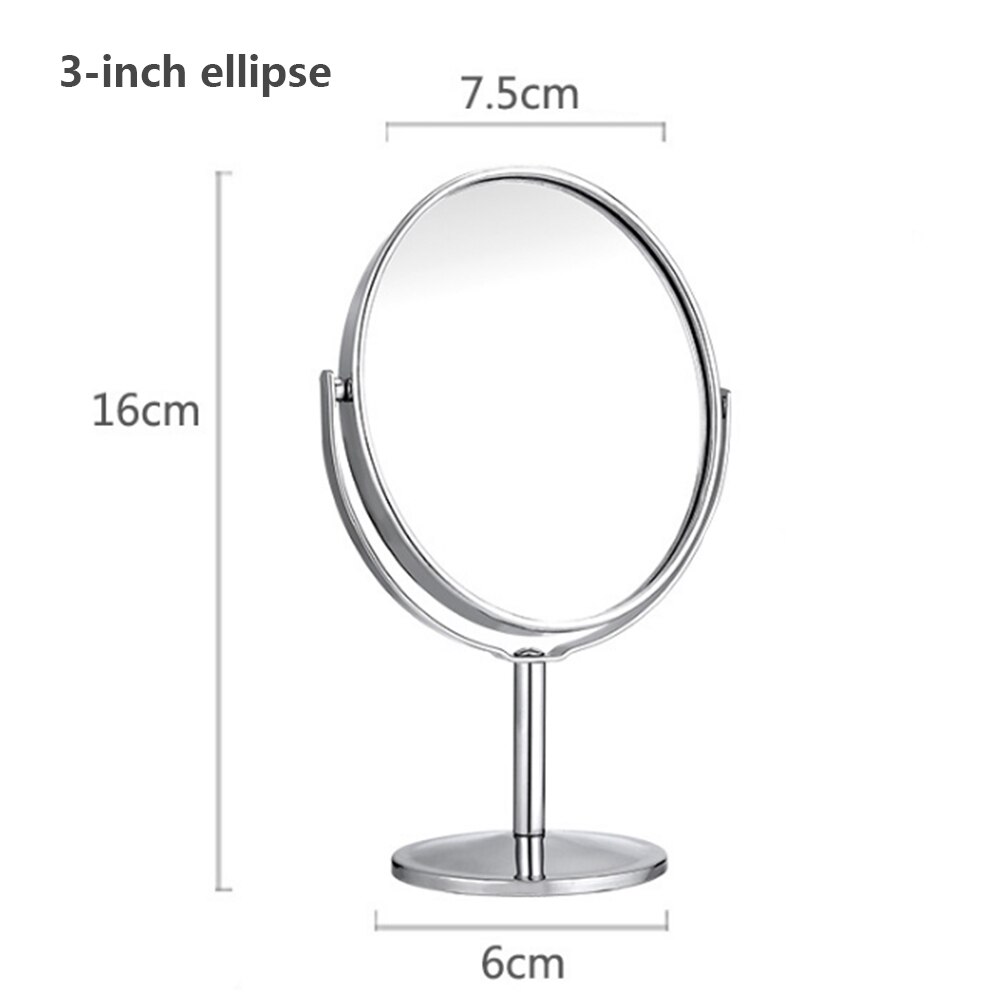 Redondo oval forma desktop espelho de vaidade dupla face retroiluminado espelhos portátil ampliação maquiagem espelho para maquiagem presentes para meninas: A