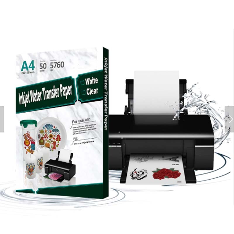 20Pcs = 10 Clear + 10 Wit Inkjet Water Slide Decal Papier A4 Size Printing Transfer Papier Waterglijbaan Decal papier Voor Plaat