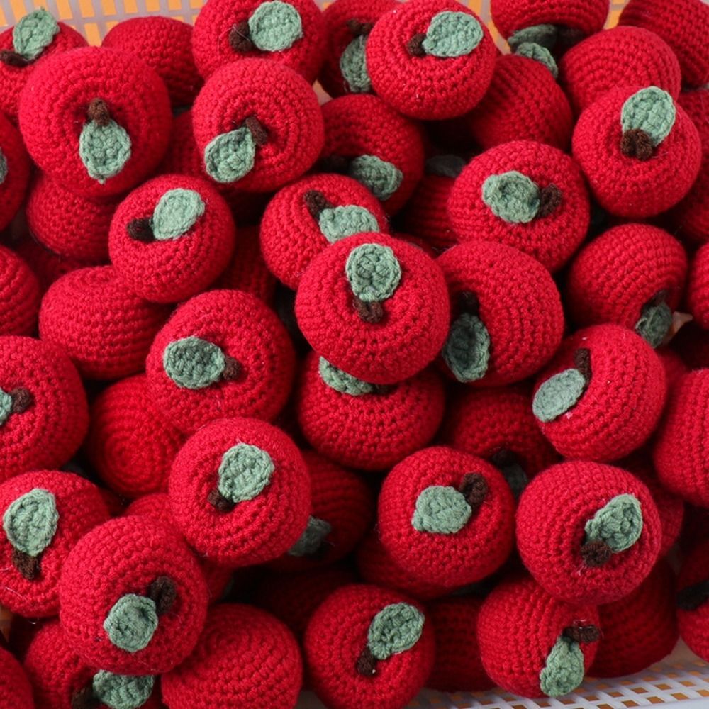 Lindo dibujo de lana fruta linda girasol naranja tejido a mano fresa lana Crochet fresa tejida fruta ornamento: Verde