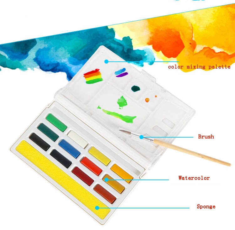 12/18 Kleuren Aquarel Pigment Set Aquarel Student Handgeschilderde Draagbare Schilderij Set Voor Schilderen Kunst Levert
