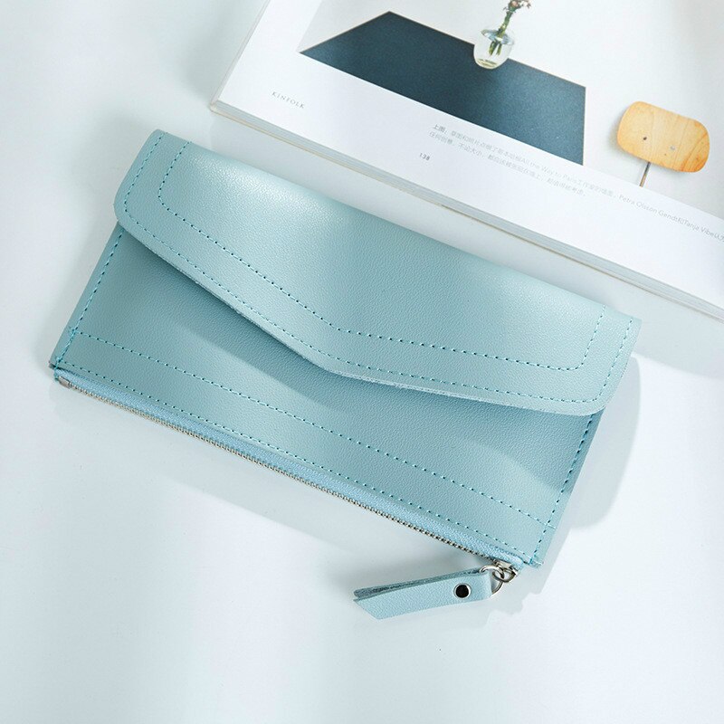 Women Wallets thin Simple Zipper Hasp Purses Business Credit Card Holders Clutch bag Standard Long Ladies Wallet: 4