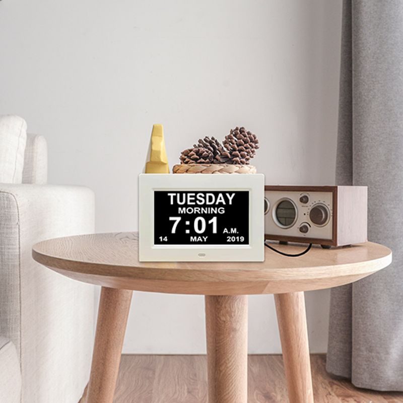 7 "Inch Digital Clock Calendar with Oversized Font Date Day Reminder for Elderly and Children Auto Dimming 9 Languages