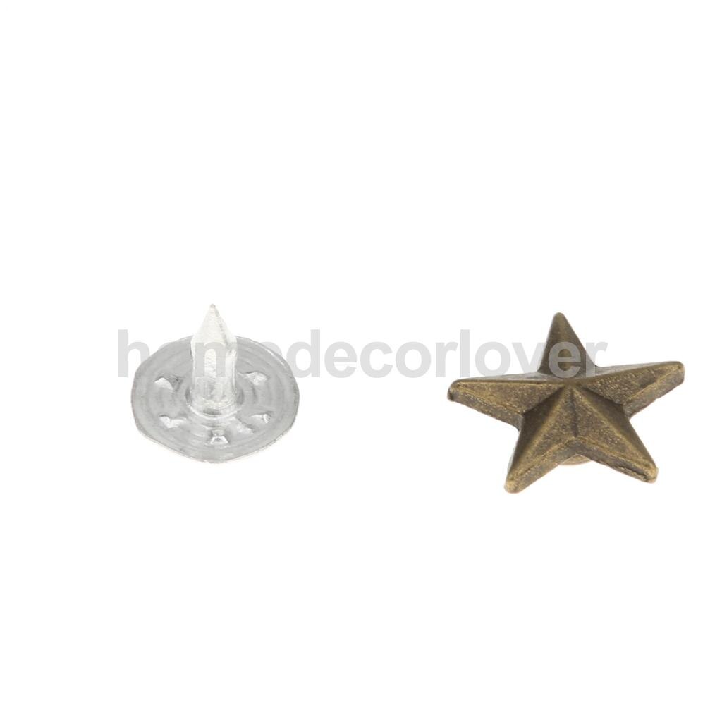 Juego de 50 remaches de estrella DIY, tachuelas a presión, puntos decorativos de aleación para prendas de artesanía de cuero, accesorios DIY, picos de latón