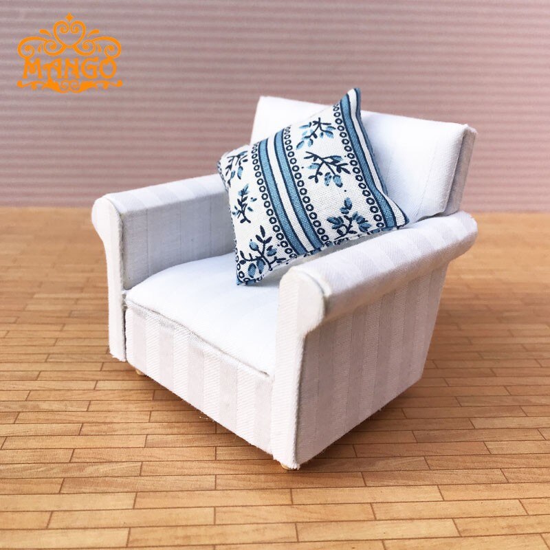 1:12 dukkehus miniatyr stue møbler enkel sofa sofa lenestol inkludert pute