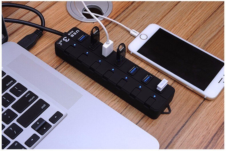 Ohanee bil usb oplader type-c hub 3.0 4 porte højhastighedsudtag 5 gbps bil usb splitter 4 in 1 stik