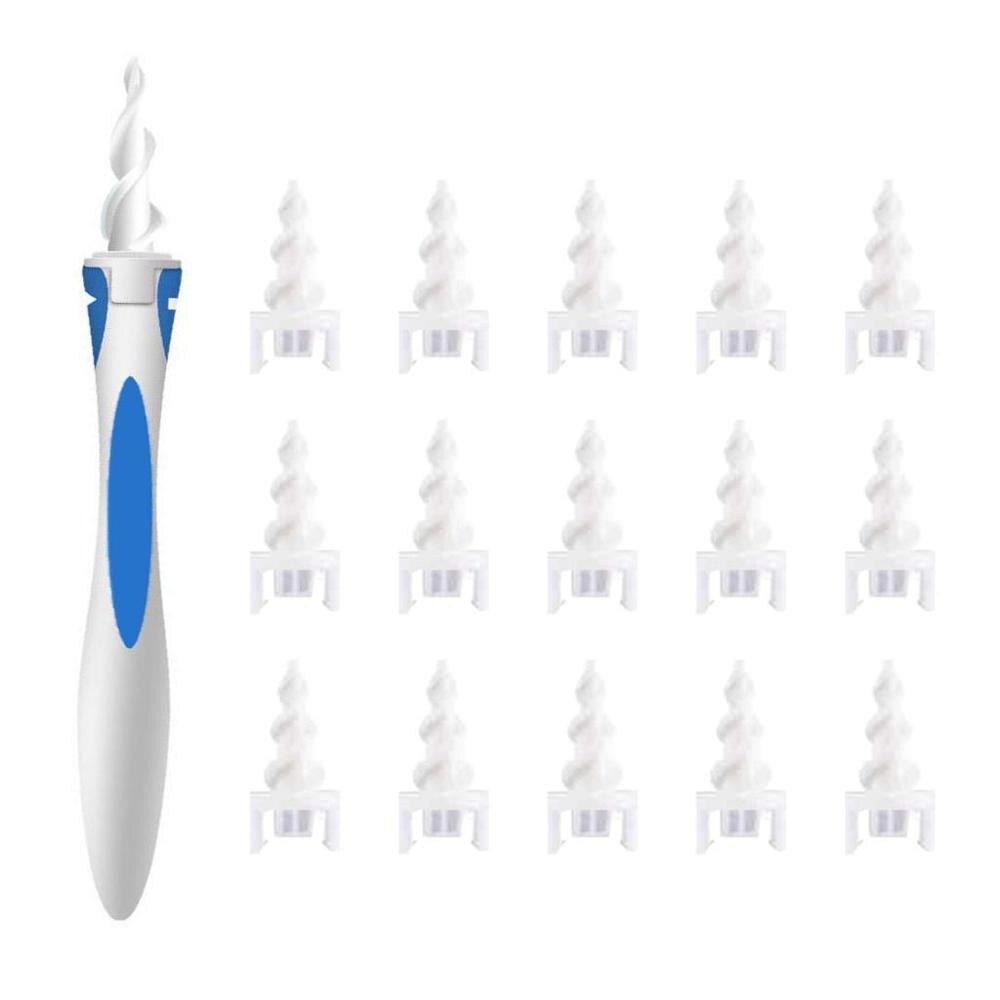 Ear Cleaner Spiral Soft Swab Pick Tool Set 16 Replacement Tips Earpick Easy Ear Wax Remover Spiral Earwax Cleaner Tools: Option 2