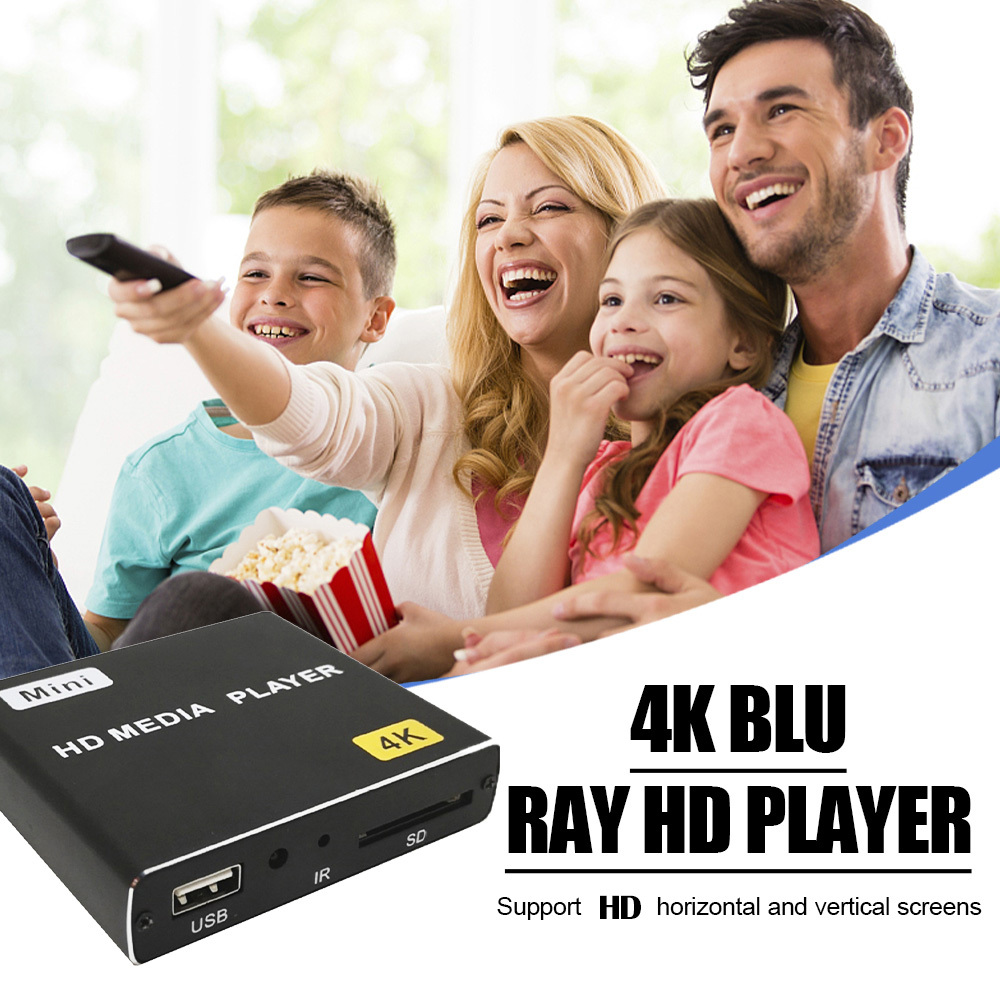 Mini 4K HD Media Player 1080P Horizontal and Vertical Digital Video Player with USB Drive/SD Cards for Advertising