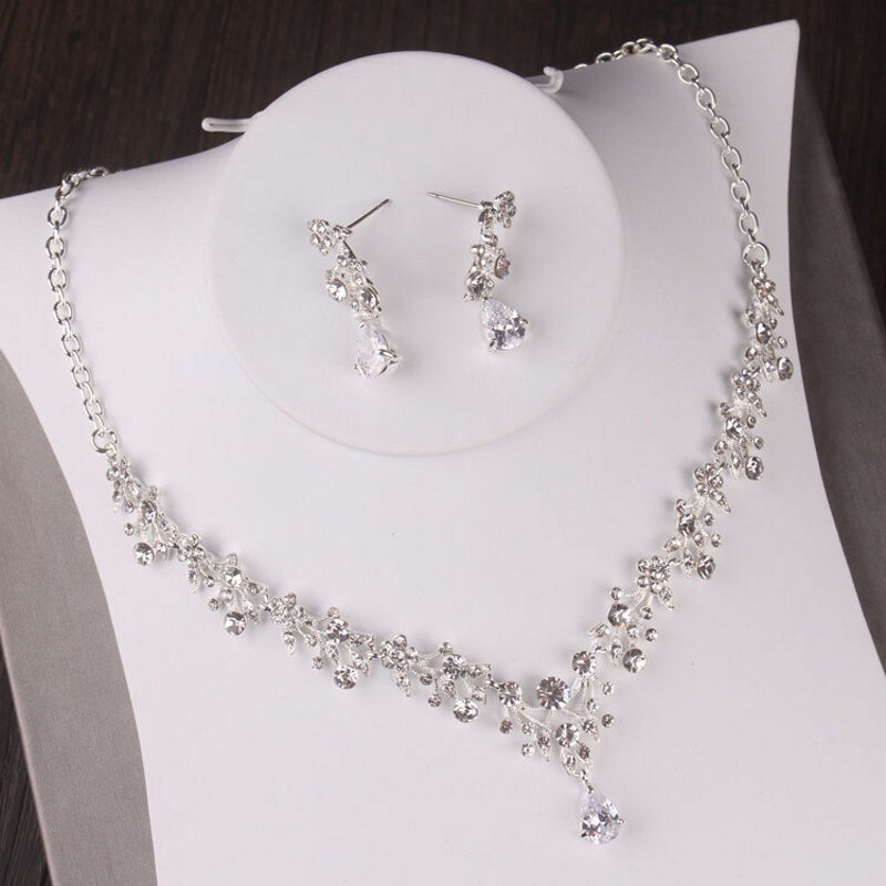 Barocco di Lusso Floreale di Cristallo Set di Gioielli Da Sposa di Strass Diadema Degli Orecchini Della Collana Set di Nozze Beads Africani Insieme Dei Monili: 2Pcs Jewelry Set