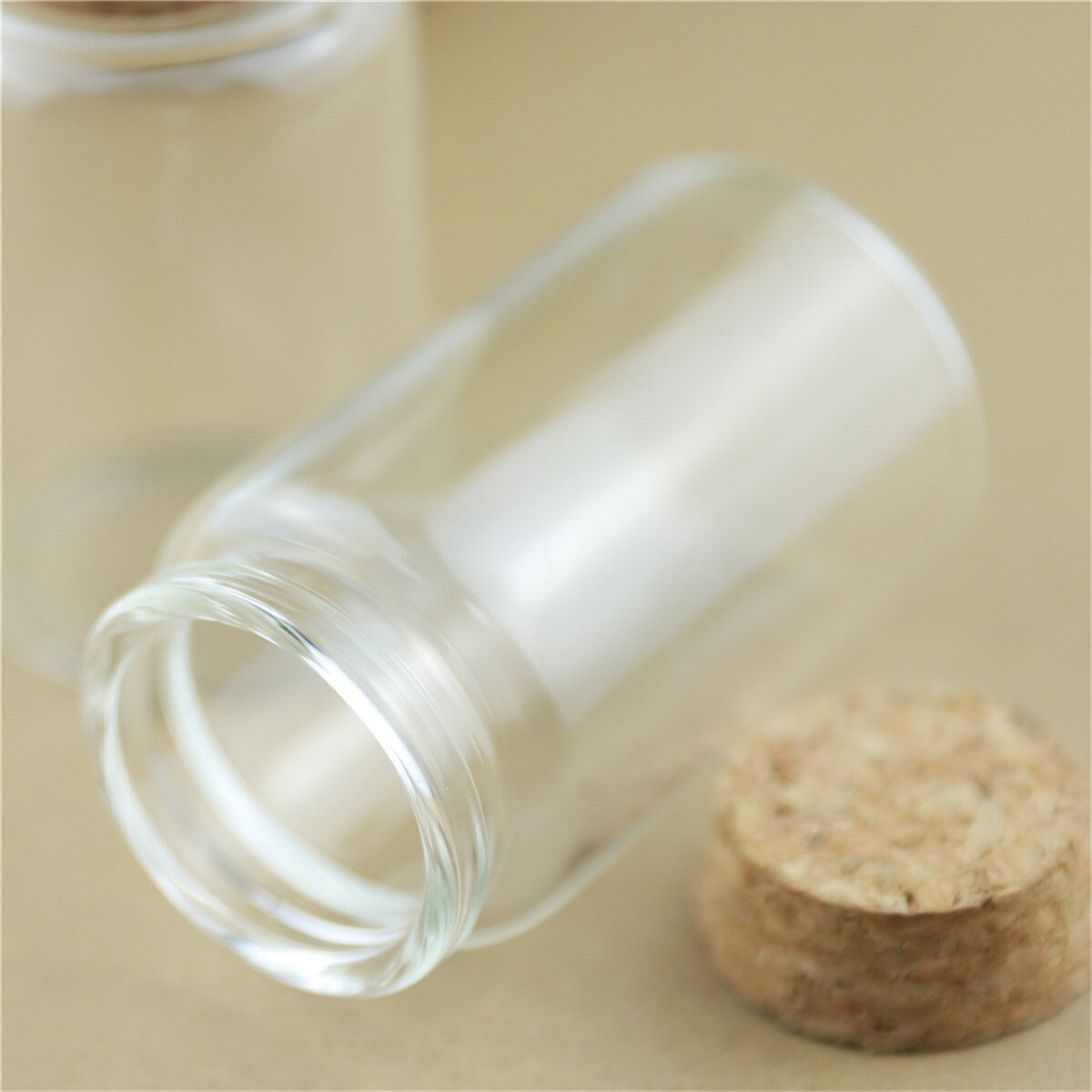 6 Piece 47*80mm 90ml Cork Glass Bottle Stopper Spicy Storage Jar Bottle Containers Glass spice candy Jars Vials DIY Craft