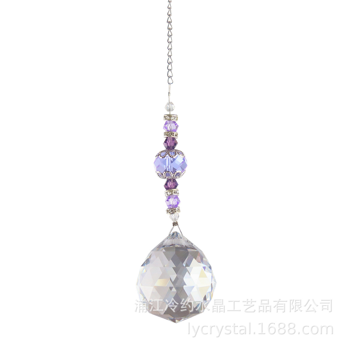 Attrape-soleil lustre en cristal décor boule de vitrail suspendu pendentif capteur de lumière réfléchissant maison jardin cour décor: Lavande