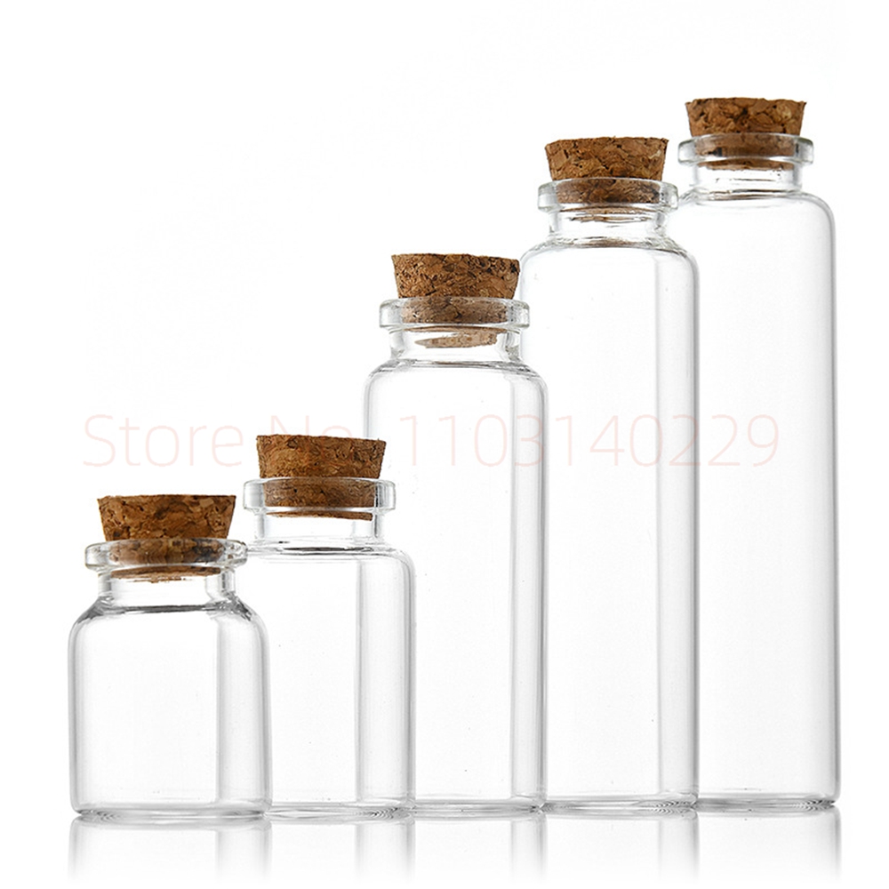 20 pièces 10ml 15ml 20ml 25ml 30ml jolies bouteilles de souhaits en verre transparent avec bouchon en liège bouteilles d'épices vides pots bricolage artisanat flacons