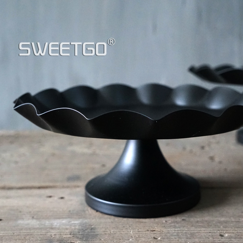 SWEETGO 4"/6"/8" Metal Cake Stand Black Color Cupcake Plate Tools Perfume Tray Candy Bar Accessory for Home Decoration