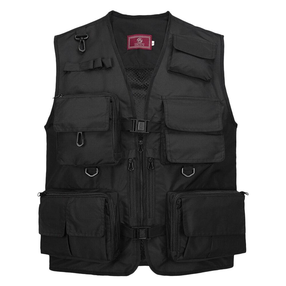 Fishing Vests Quick Dry Breathable Multi Pocket Mesh Vest Sleeveless Jackets Outdoor Unloading Photography Hiking Fish Vest: Black / M