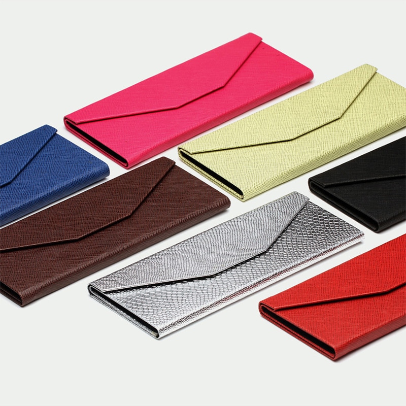 Opvouwbare Zonnebril Geval Vrouwen Spektakel Geval Leesbril Doos Eyewear Driehoek Container Beschermende Covers Zwart Lederen