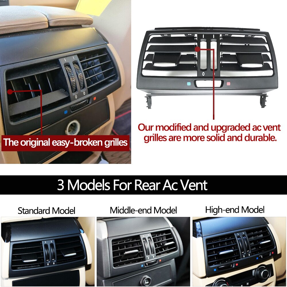 Rear AC Air Vent Grille Panel Cover Replacement For BMW X5 X6 E70 E71 E72 64226954953 64226958748 64226954954