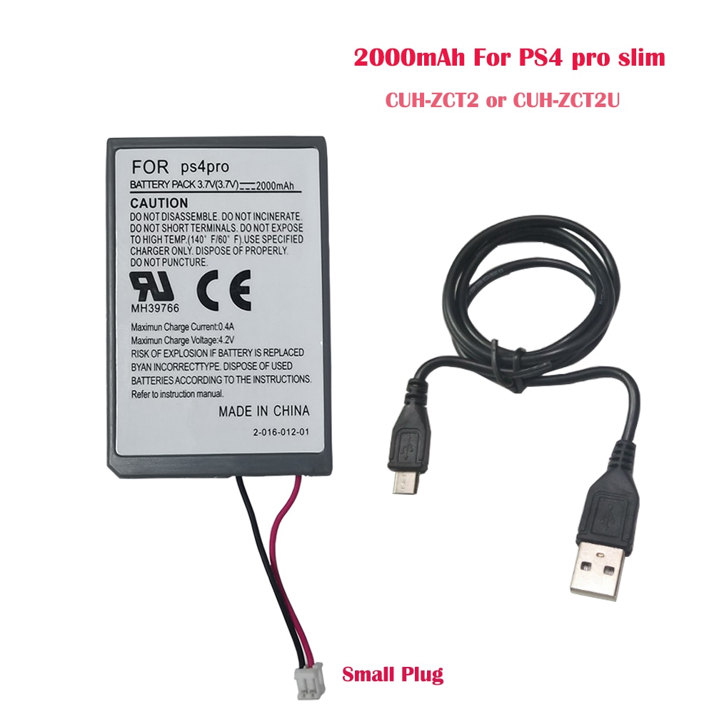 PS4 Pro Slim Batterij 2000 mAh Batterij + Lader Kabel voor Sony Draadloze Controller Li-Ion Lithium Oplaadbare Batterijen Vervanging