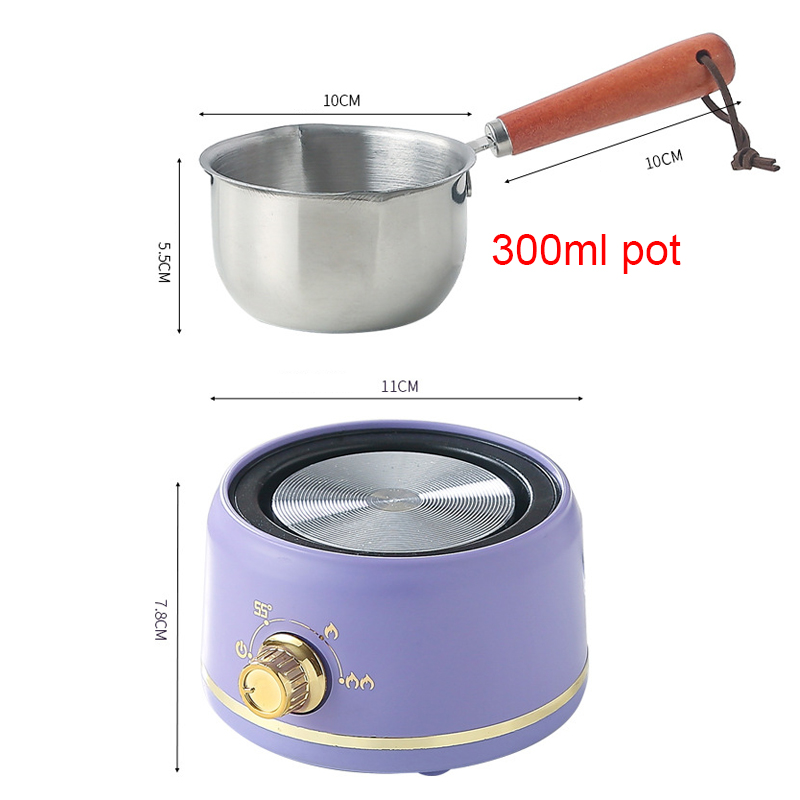 Mini Electric Stove Thermostatic heating furnace Tea warmer Coffee Milk Heater Wax/Chocolate melting Machine Stainless steel Pot: Red / UK
