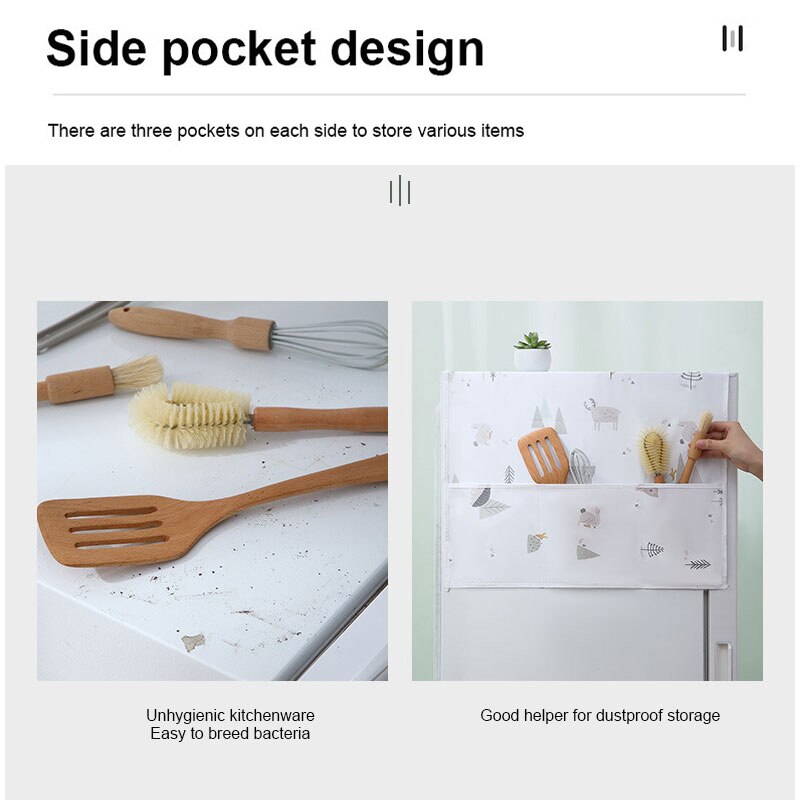 Home Refrigerator Anti-dust Cover Waterproof Refrigerator Cover Multifunction Hanging Storage Bag for Washing Machine Top Covers