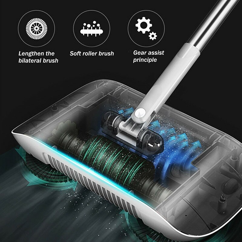 2 in 1 Hand Push Lazy Cleaning Sweeping Broom Set Home Sweeper with Rags 66CY