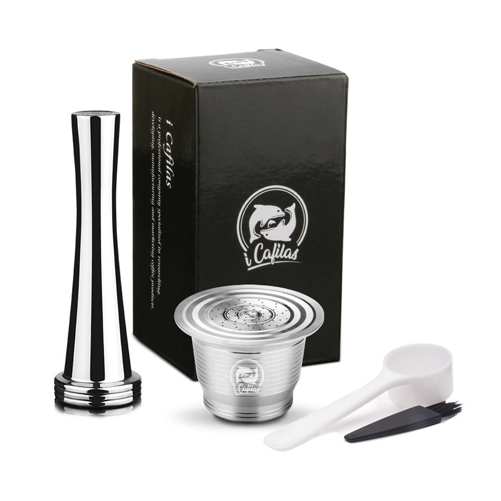 Refillable Coffee Capsule Pod Stainless Steel Filter Capsule Espresso Coffee filters and Tamper: B